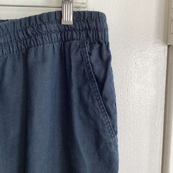 H&M 100% Linen Pull-On Regular Fit Pants Breathable Navy Blue size Medium - Picture 4 of 7